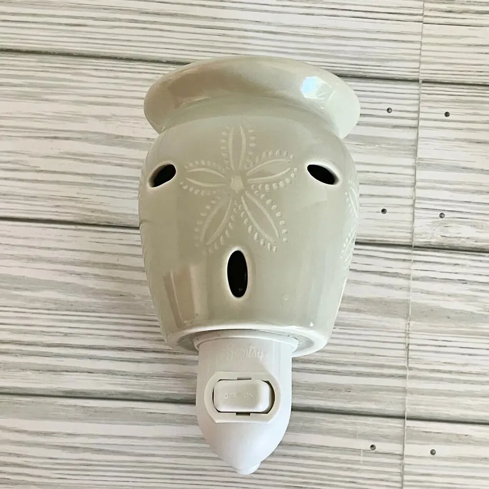 Scentsy Plug In Wall Mini Wax Warmers Set of 2 Red Floral & Beige‎ Sand Dollar